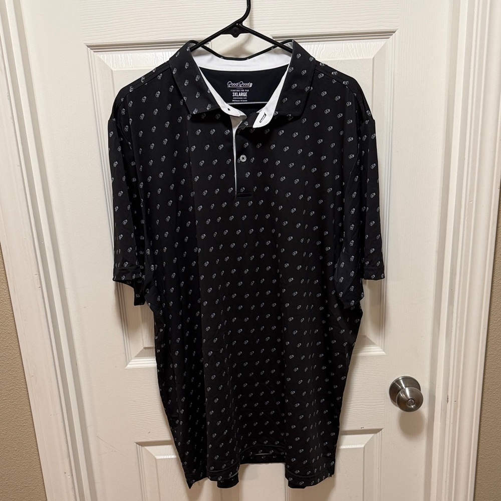 Grand Slam Men's Black Polo with White Pattern